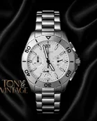 Chronograph All Silver Watch with Dial &amp;amp; Chain