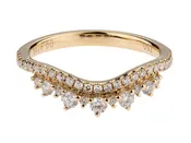 Contoured Round Yellow Gold Diamond Wedding Band