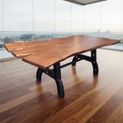 Live Edge Mesquite Wood Dining Table Iron Base