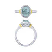 14K Aquamarine And Diamond Halo Ring