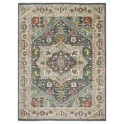 10'3''x14'1'' Hand Knotted Wool Slate Oushak Geometric Spandrels Heriz Rug