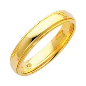 14K 4MM Yellow Comfort Fit Milgrain Wedding Band