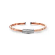 18K Cuff Bracelet with Large Rectangular Pave Section