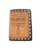 3D MEN'S TRIFOLD STYLE BOOT STITCH BUCK LACE BROWN WALLET
