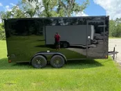 7x14TA2L – Black .080 Poly, Ramp, RV side door, +3 Height
