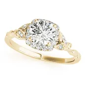 14K Yellow Gold Round Diamond Halo Engagement Ring