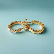 3mm Scalloped Plumeria Hoop Earrings w/Post in 14K Yellow, White, Pink or Green Gold