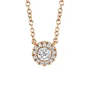 14K Gold 0.14ctw Diamond Halo Pendant Necklace - SC55002695