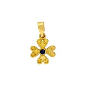 14K Gold Byzantine Cross Blue Sapphire Vintage Charm Pendant