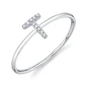 0.03CT 14K W/G DIAMOND LADY'S RING - INITIAL T