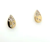 0.22 Ctw 14kt Yellow Gold Tear Drop Diamond Pave Earrings