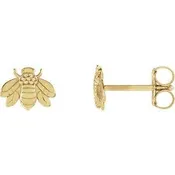 14 Karat Gold Bumblebee Stud Earrings