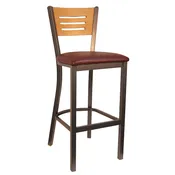 6155B Metal Barstool with Silver Vein or Semi Gloss Black Finish with Solid wood Seat