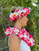 Double Plumeria Silk Lei & Haku Set