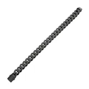 12mm Gun Metal IP Steel Miami Cuban with Black Spinel Chain Bracelet
