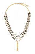 5 STRAND MICRO PYRITE NECKLACE W/24K GOLD PLATED PENDANT