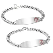 Stable Steel Medical Alert Bracelet (Optional Safety Clasp) Choose one.-CR1230C