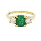 1.49 Carat Emerald Diamond Ring - GIA Russia F1 | Antique & Estate Jewelry | Designs in Gold