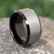 12 mm Mens Wedding Bands - Black Tungsten/Lifetime Warranty - B212BC