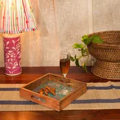 Aqua Flora Serving Tray with Handles