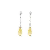 Citrine Briolette and Diamond Drop Earrings