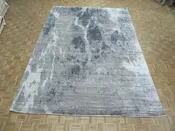 10 14 Hand Knotted Gray Modern Abstract Oriental Rug With Silk G9716