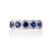 5-Stone Sapphire band with Diamond Halo