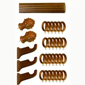 144″ long Curtain Rod 2″ Diameter Wood / Rasin Teak Color Fluted Design