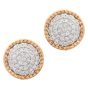 14k Two Tone Diamond Stud Earrings- V53490