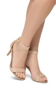 Shoe Land SL-Ambrosia-Stiletto Heel Ankle Strap Rounded Buckle Open Toe with Back Closure (RoseGold Shimmer)
