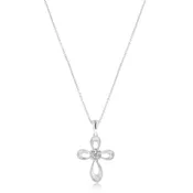 14K White Gold Cluster Diamond Cross Pendant (96289)