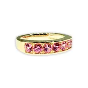 14K yellow gold Large Round Stacker band with pink tourmaline by Jane Taylor Jewelry — jane taylor jewelry