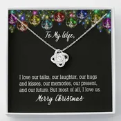 Christmas Message Card Pendant Necklace To Wife I Love Talks Laughter