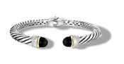 Crossover Bracelet with Black Onyx / Diamonds in Silver and 14K Gold