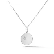 14k White Gold Diamond Starburst Disc Pendant
