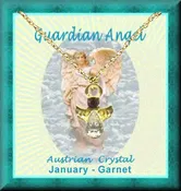 Birthstone Angel Necklace With 2 Crystal Stones