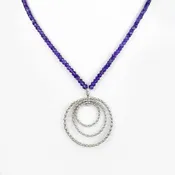 Amethyst Beaded Silver Necklace