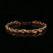 Hallow Yellow Gold Rope Chain Bracelet