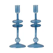 Angelique Glass Candlestick Sapphire Blue, Single, 9in