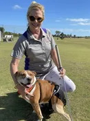 Colorblock Women’s Polo in Heather Gray/Purple