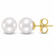 14KY 7MM FWC Pearl A Quality Studs