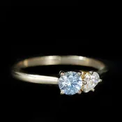 10K Yellow Gold 0.42 Carat Sapphire and Diamond Toi et Moi Ring