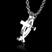 Cross and Fish Necklace For Men, Men Cross necklace.