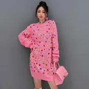 Bejeweled sweater dress