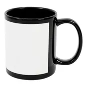 11 oz Ceramic Mug - Black Mug w/ Decal White Patch