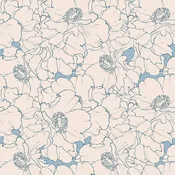 Beige and Blue Motif Floral Peel and Stick Removable Wallpaper 3382