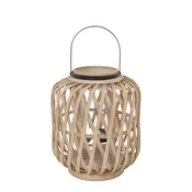 11"H Metal Bamboo & Glass Lantern