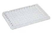 0.1 mL 96-Well PCR Plate, Low Profile, FAST, Half Skirt, Ridged Rim, Clear, 100/CS, Globe Scientific, PCR-HS-RR01