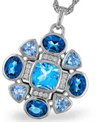 14KT White Gold Blue Topaz Pendant