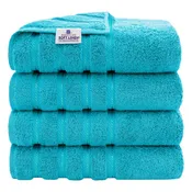 American Soft Linen Luxury 4 Piece Bath Towel Set, 100% Cotton Turkish Bath Towels for Bathroom, 27x54 in Extra Large Bathroom Shower Towels, Aqua Blue Bath Towels